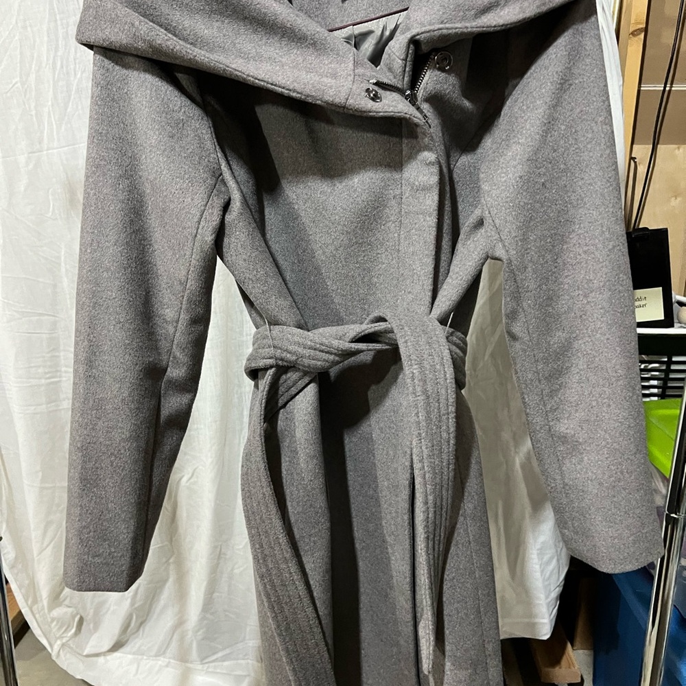 Cole Haan Gray Trench Coat with Hood